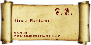 Hincz Mariann névjegykártya